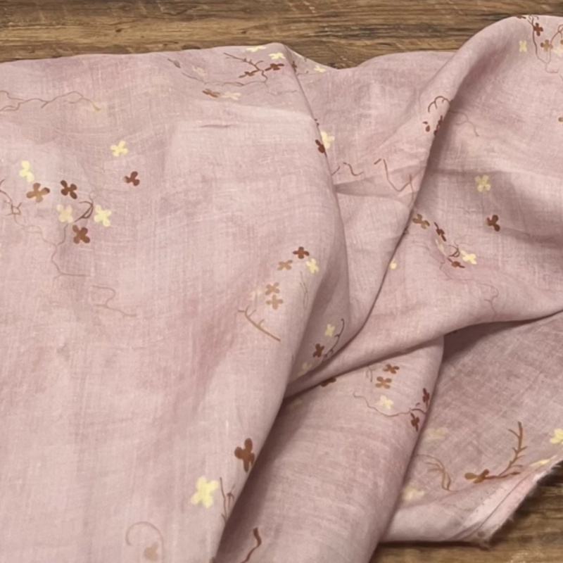Tecido de linho boho, cor rosa - Vintage Sewing Textile avaliação e preço