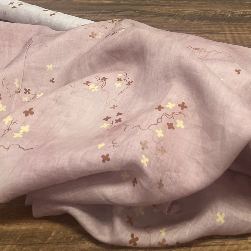 Tecido de linho boho, cor rosa - Vintage Sewing Textile avaliação e preço